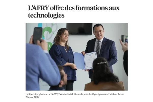La directrice générale de l'AFRY, Yasmine Malek Menasria, avec le député provincial Michael Parsa. Photos: AFRY